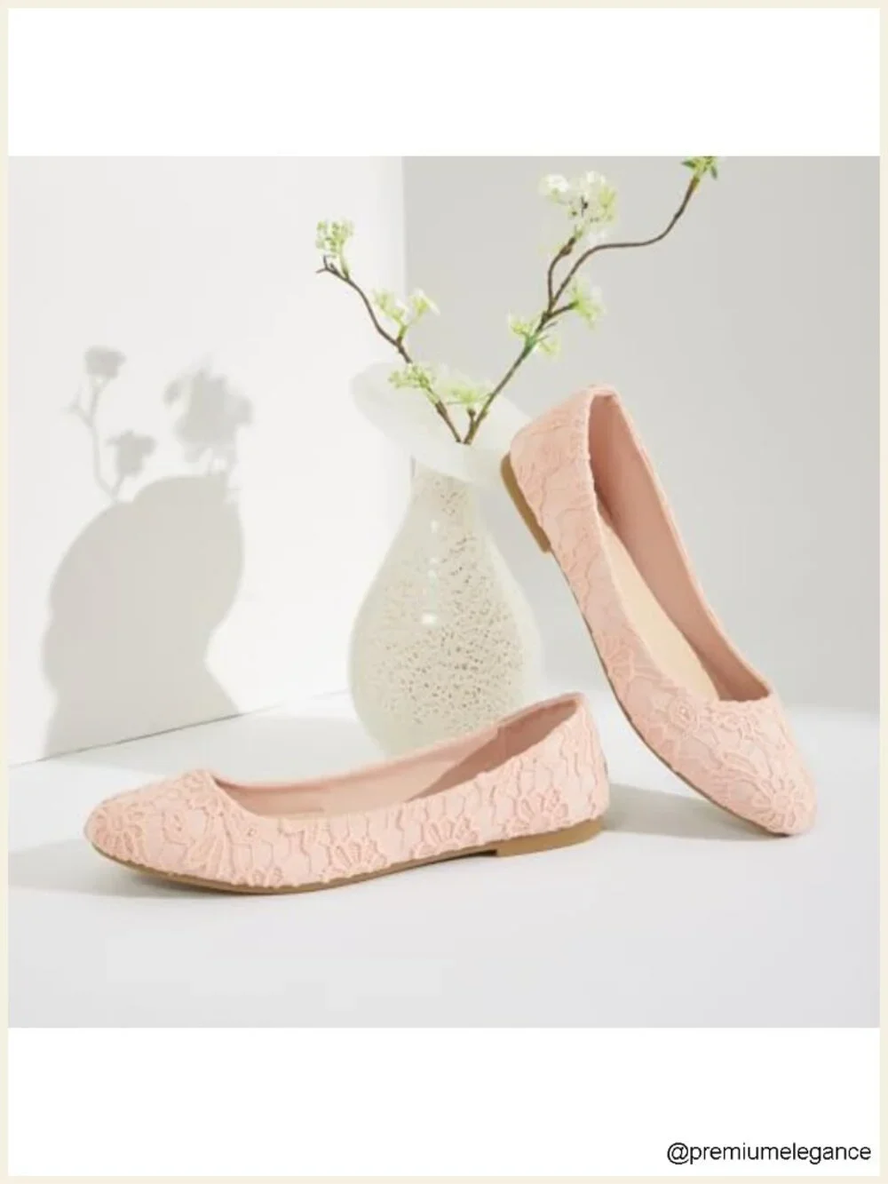 Lace Mesh Ballet Flats Round Toe Low Heel - Foldable & Comfortable